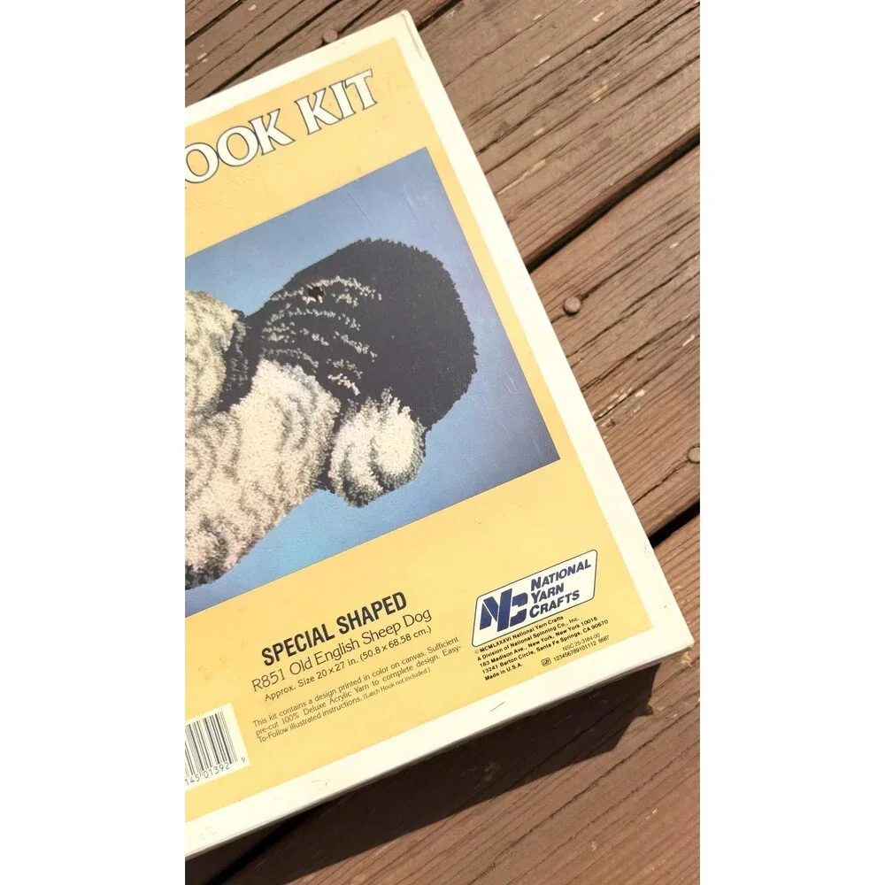 1986 National Yarn Crafts R851 Old English Sheep Dog Latch Hook Kit 20x27 VTG